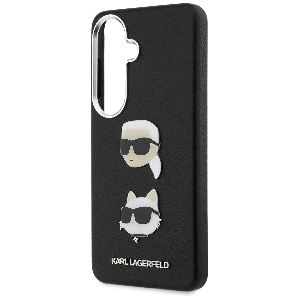 Case for Samsung Galaxy S26 S942, Karl Lagerfeld, Saffiano Karl & Choupette's Head Pin, Black