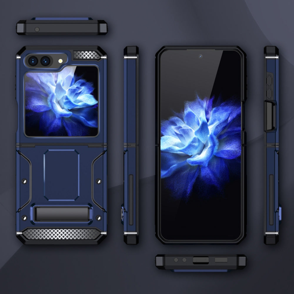 Case for Samsung Galaxy Z Flip5 F731, Techsuit, Hybrid Armor Kickstand, Blue