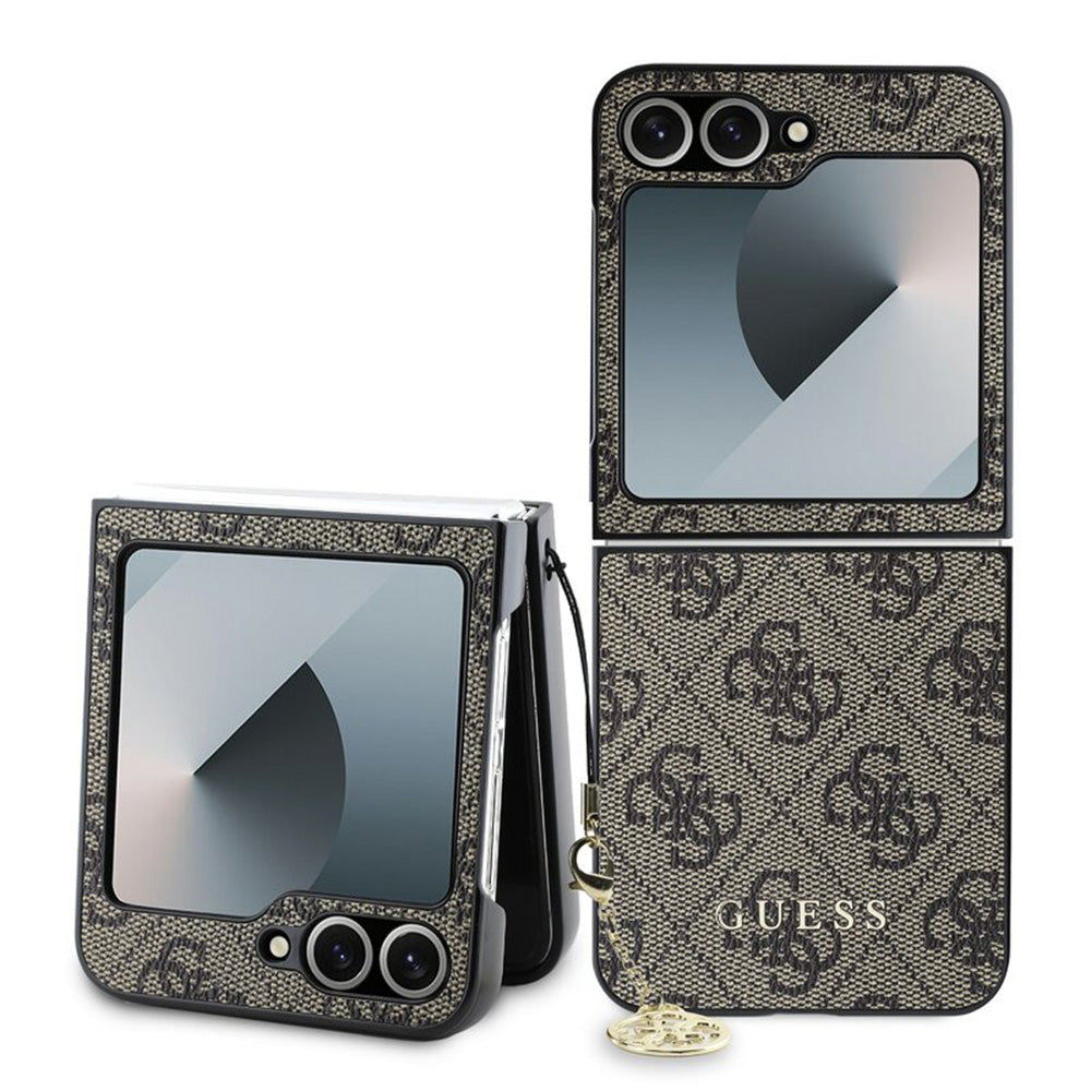 Case for Samsung Galaxy Z Flip7 FE F761 / Z Flip6 F741, Guess, 4G Charm, Brown