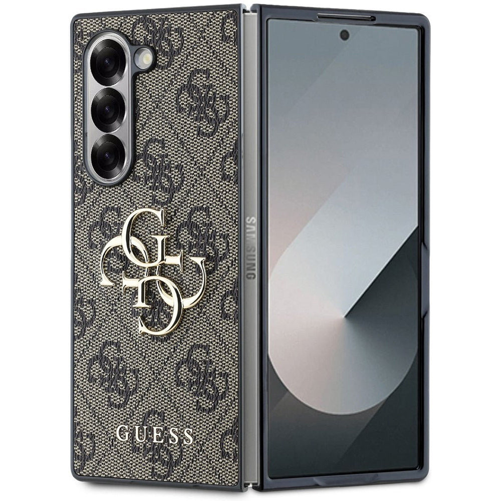 Case for Samsung Galaxy Z Fold6 F956, Guess, 4G Metal Logo, Brown