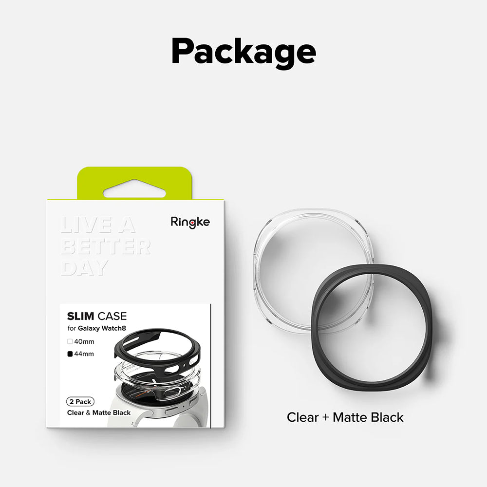 Ringke Slim Case for Samsung Galaxy Watch9 / Watch8 44mm, Set of 2, Matte Black