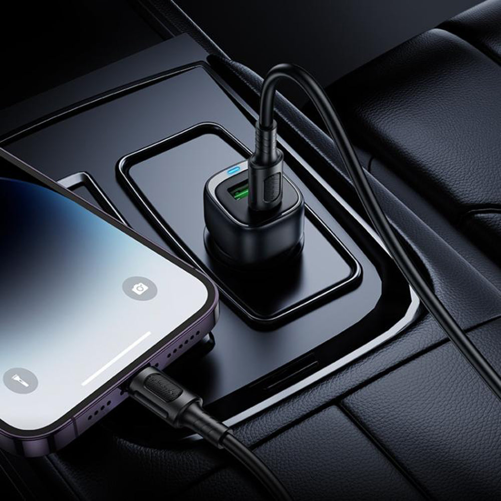 Borofone BZ34B Cloud Car Charger, 20W, 3A, 1 x USB-A - 1 x USB-C, White