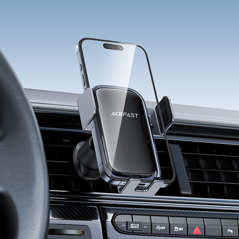 Acefast D39 Wireless Car Charger with Solar Panel, 15W, 1.67A, Black