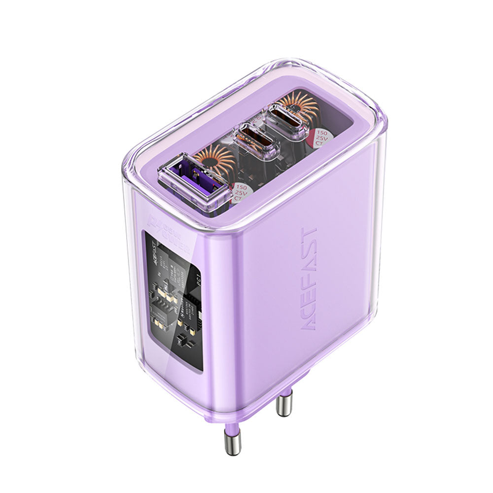 Acefast A45 Exploration Network Charger, 65W, 3.25A, 1 x USB-A - 2 x USB-C, Purple