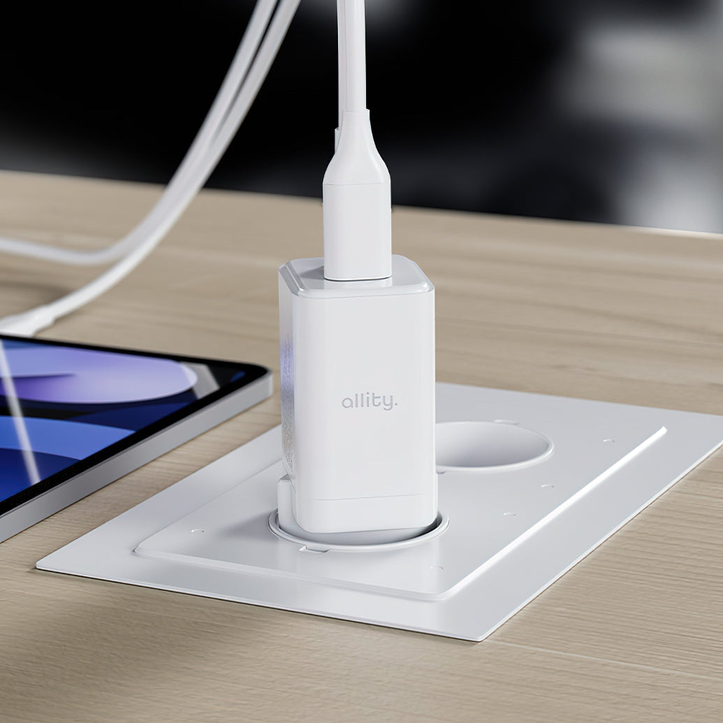 Allity Network Charger. ATC-01-45WCC Fast, 45W, 3A, 1 x USB-A - 1 x USB-C, White