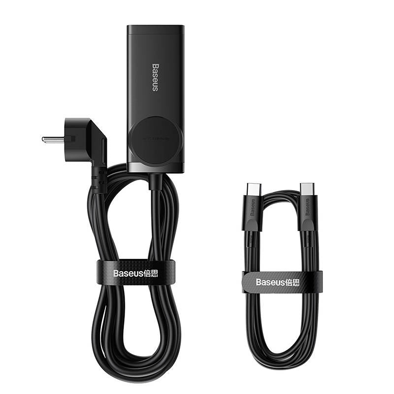 Baseus GaN3 Pro Power Strip, 1 x Schuko - 2 x USB-A - 2 x USB-C, Black PSZM000401