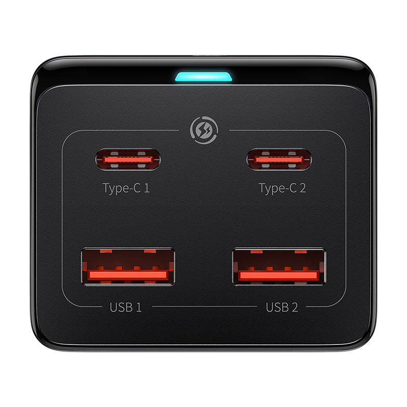 Baseus GaN3 Pro Power Strip, 1 x Schuko - 2 x USB-A - 2 x USB-C, Black PSZM000401