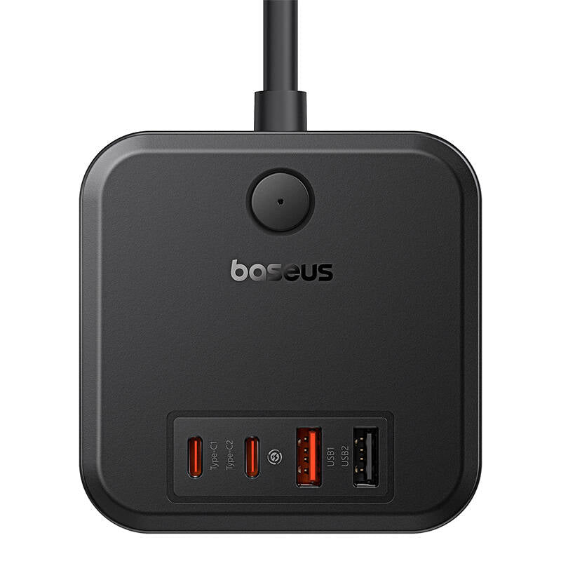 Baseus PowerCombo Cube Extension Cord, 3 x Schuko - 2 x USB-A - 2 x USB-C, Black E00066400117-00