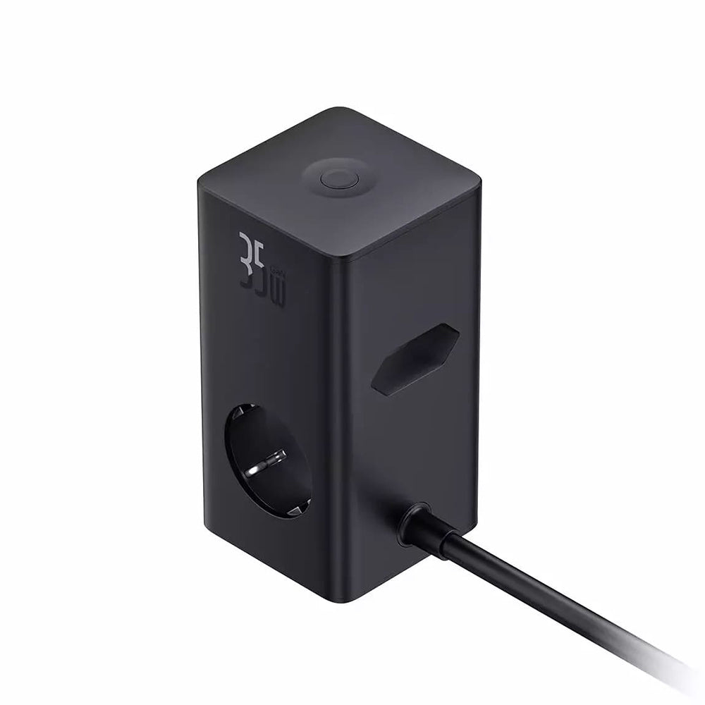 Baseus PowerCombo Extension Cord, 3 x Schuko - 2 x USB-A - 2 x USB-C, Black E00023606113-00