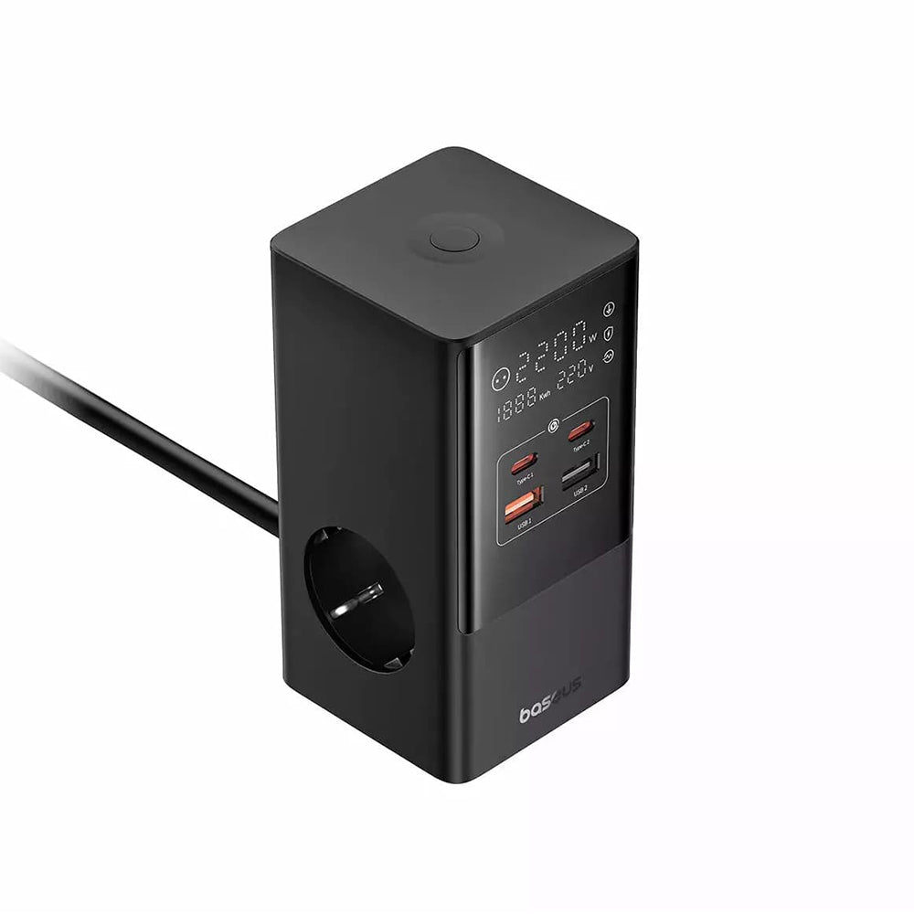Baseus PowerCombo Extension Cord, 3 x Schuko - 2 x USB-A - 2 x USB-C, Black E00023606113-00