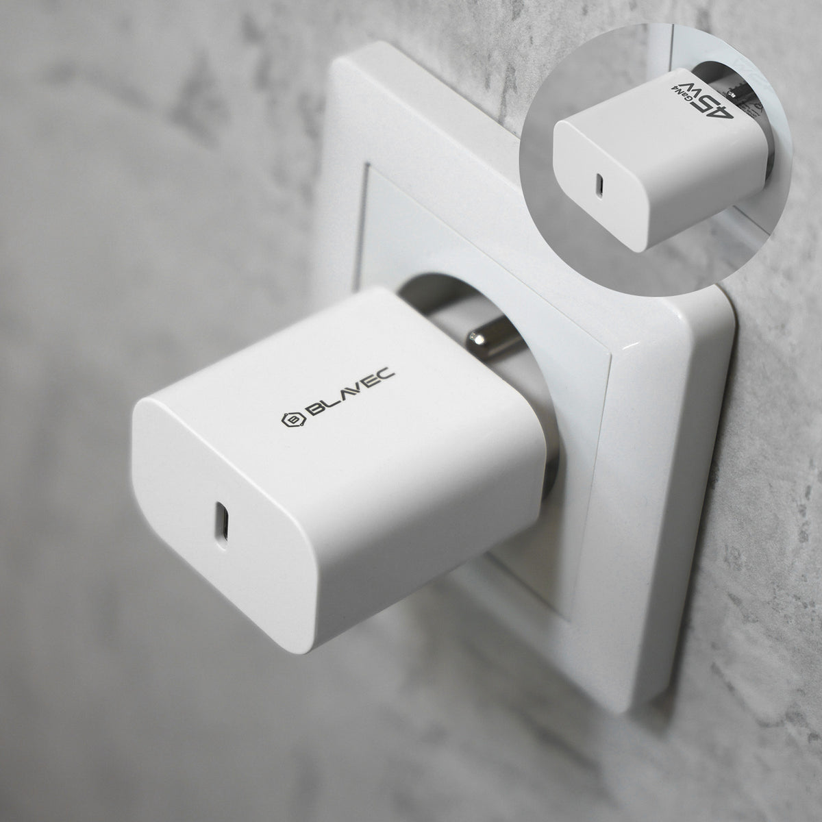 Blavec BC-7 Network Charger, 45W, 3A, 1 x USB-C, White