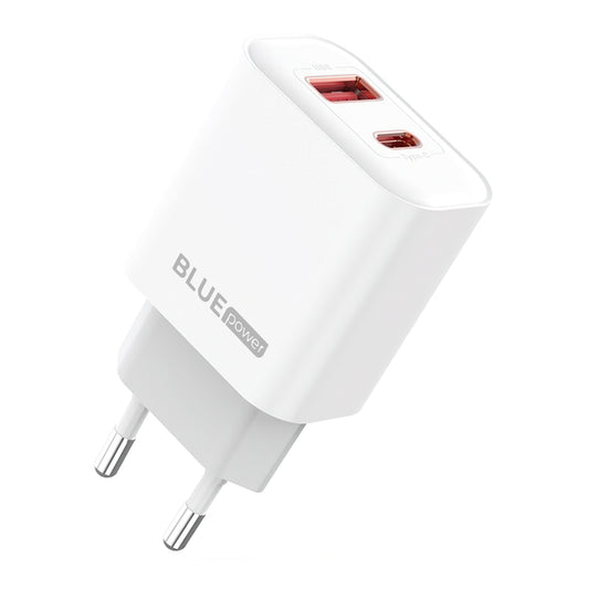 Network Charger Blue Power BPCE12, 20W, 3A, 1 x USB-A - 1 x USB-C, White