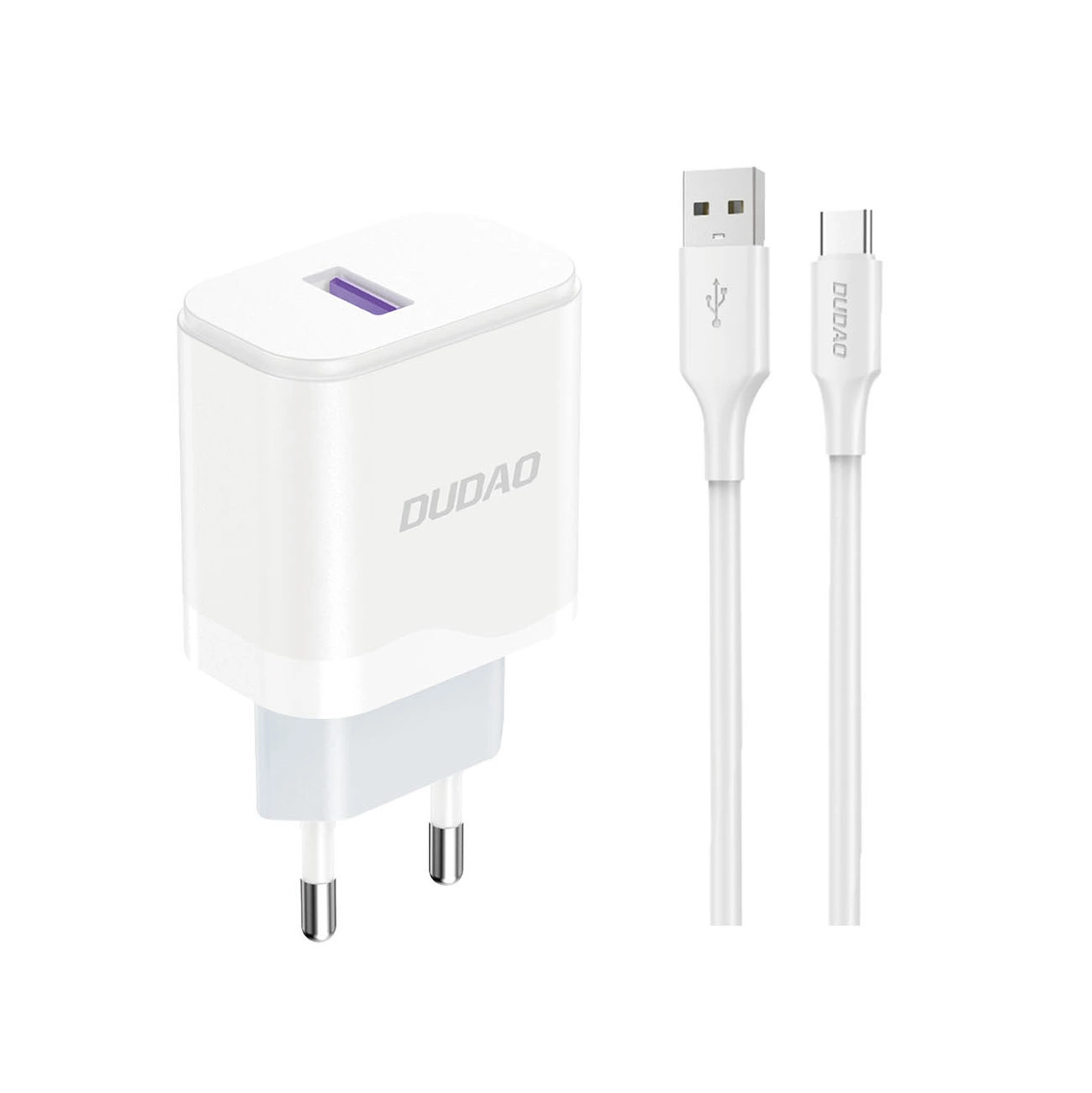 Network Charger with USB-C Cable Dudao A20EU, 18W, 3A, 1 x USB-A, White