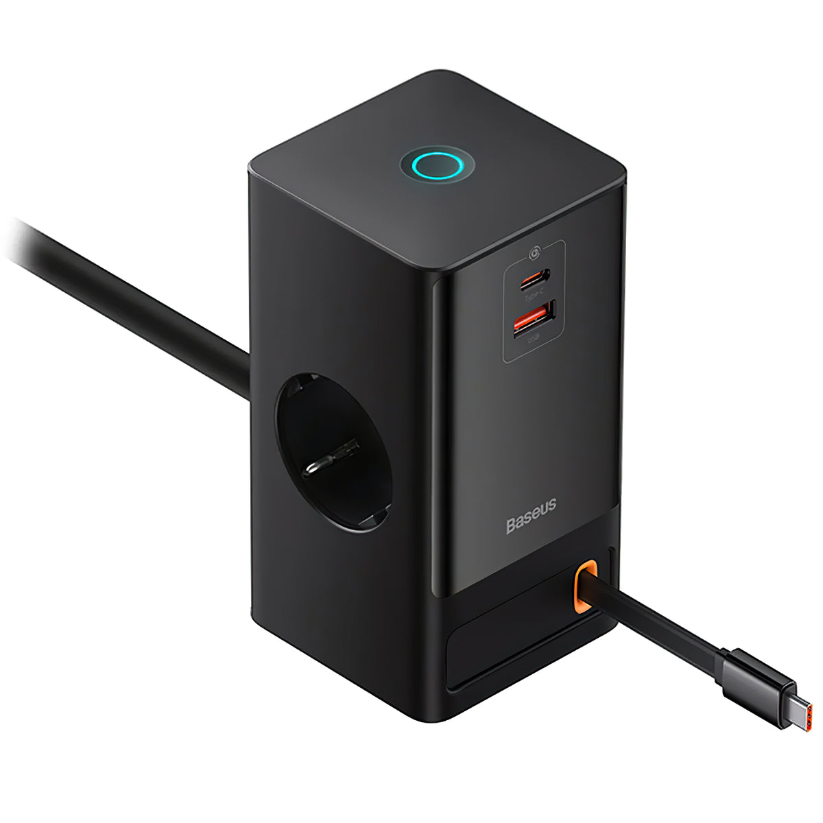 Baseus GaN3 Pro Power Strip, 2 x Schuko - 1 x USB-A - 2 x USB-C, Black PSLR000301