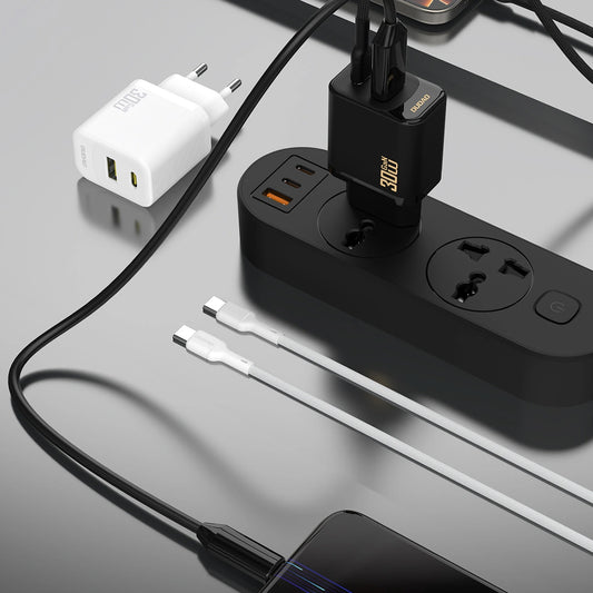 Network Charger with USB-C Cable Dudao A27TCEU, 30W, 1 x USB-A - 1 x USB-C, White
