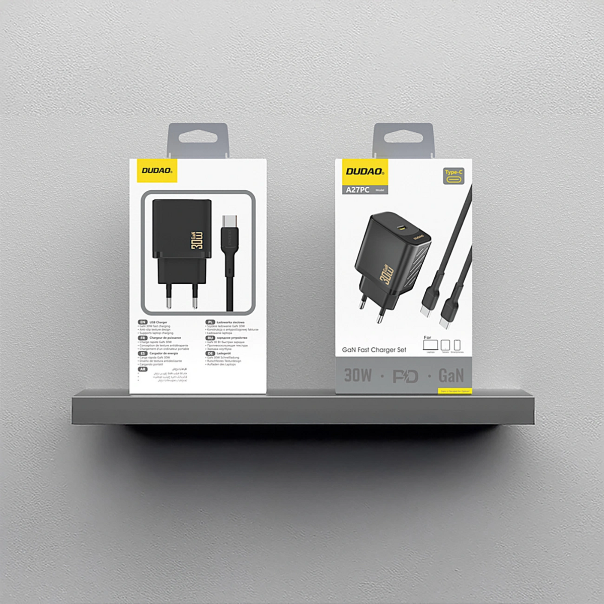Dudao A27PCEU USB-C Cable Wall Charger, 30W, 3A, 1 x USB-C, Black