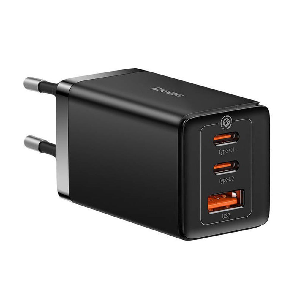 Baseus GaN5 Pro Network Charger with USB-C Cable, 65W, 3.25A, 1 x USB-A - 2 x USB-C, Black C0206500