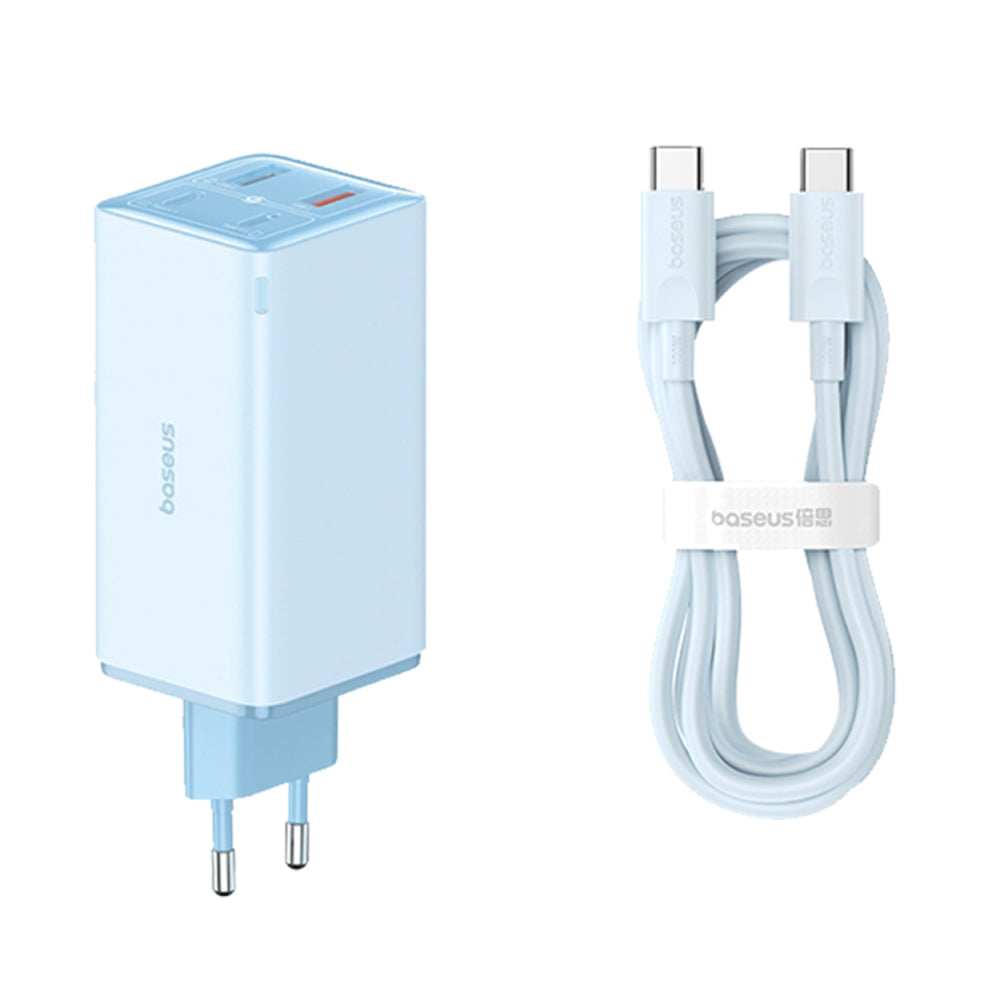 Baseus GaN6 Pro Network Charger with USB-C Cable, 100W, 3.25A, 2 x USB-A - 2 x USB-C, Blue P10162705312-00
