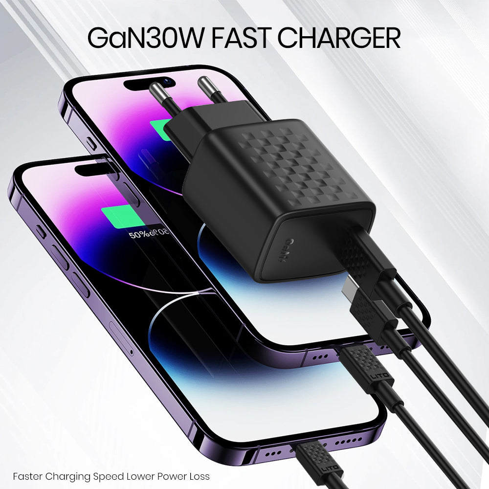 Network Charger with USB-C Cable Lito LC17T, 30W, 3A, 1 x USB-C, Black