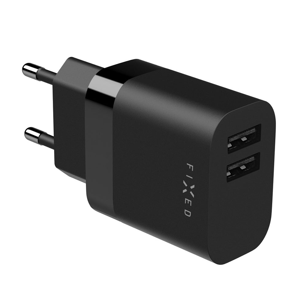 Fixed Network Charger, 17W, 3A, 2 x USB-A, Black
