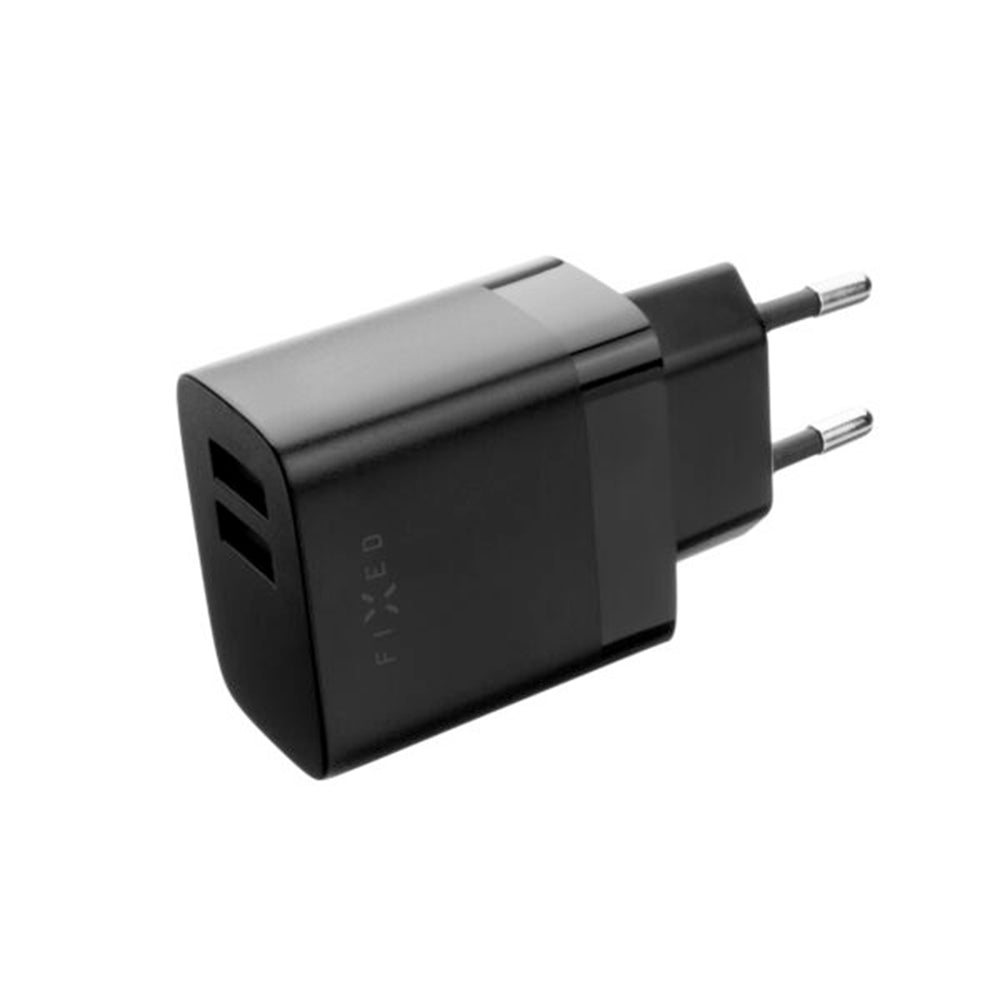 Fixed Network Charger, 17W, 3A, 2 x USB-A, Black