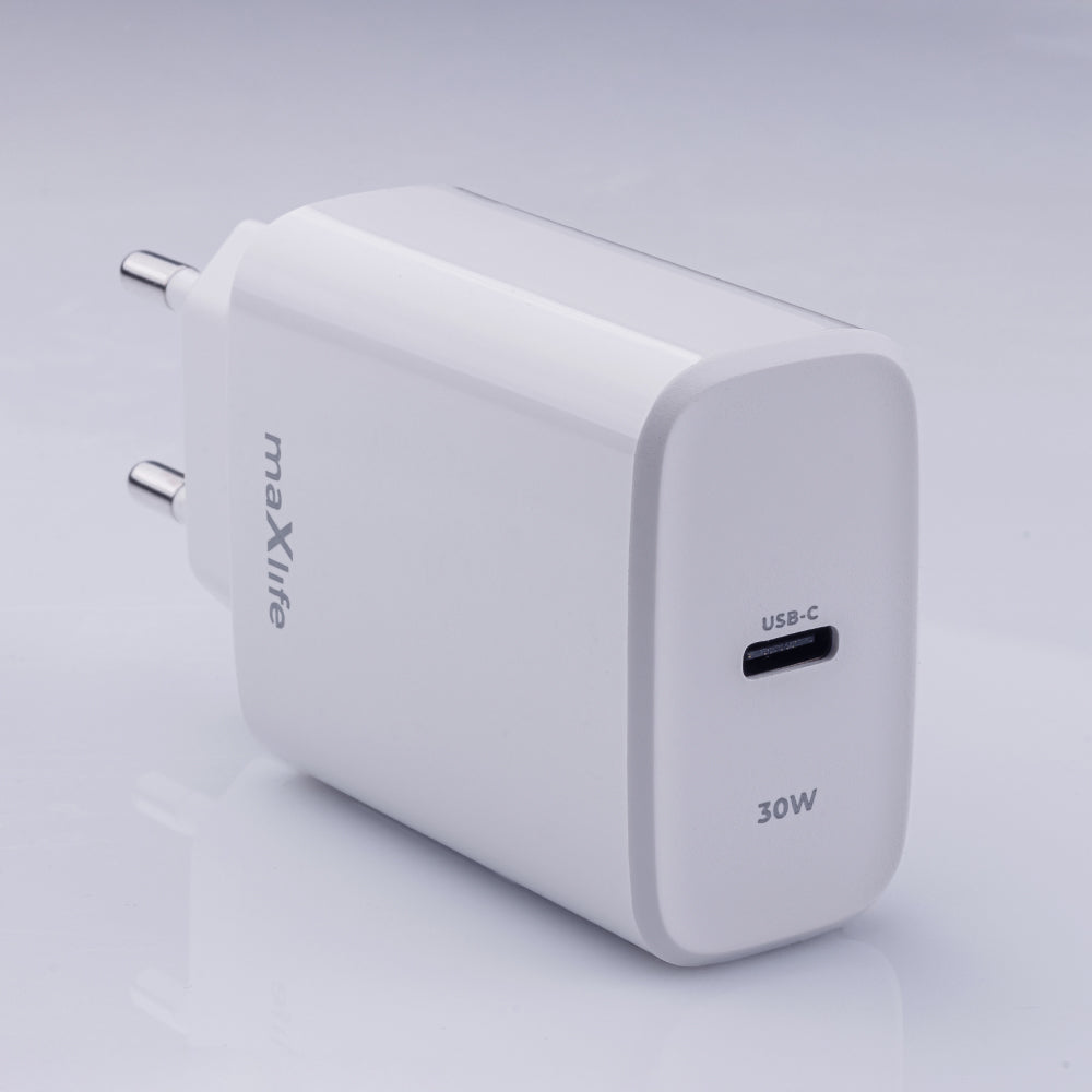 MaXlife Network Charger MXTC-10-30C, 30W, 3A, 1 x USB-C, White