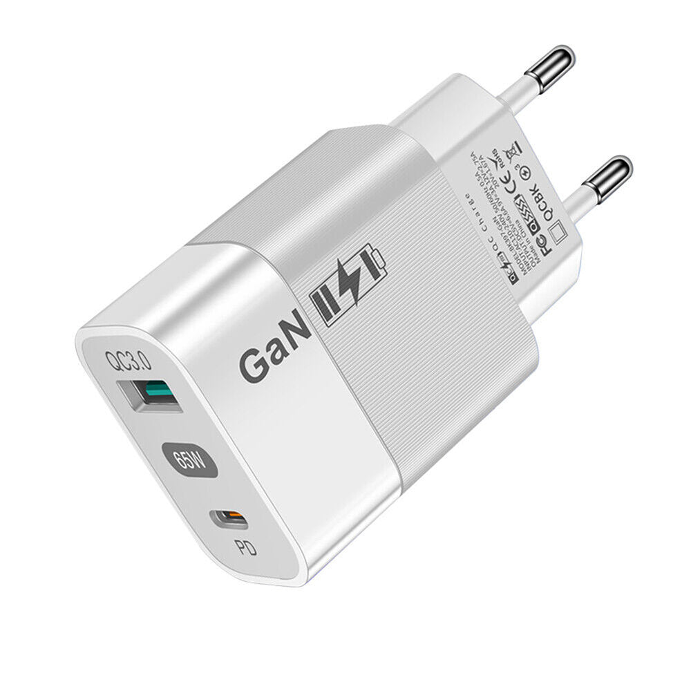 Techsuit CHPD131 Network Charger, 65W, 3.25A, 1 x USB-A - 1 x USB-C, White