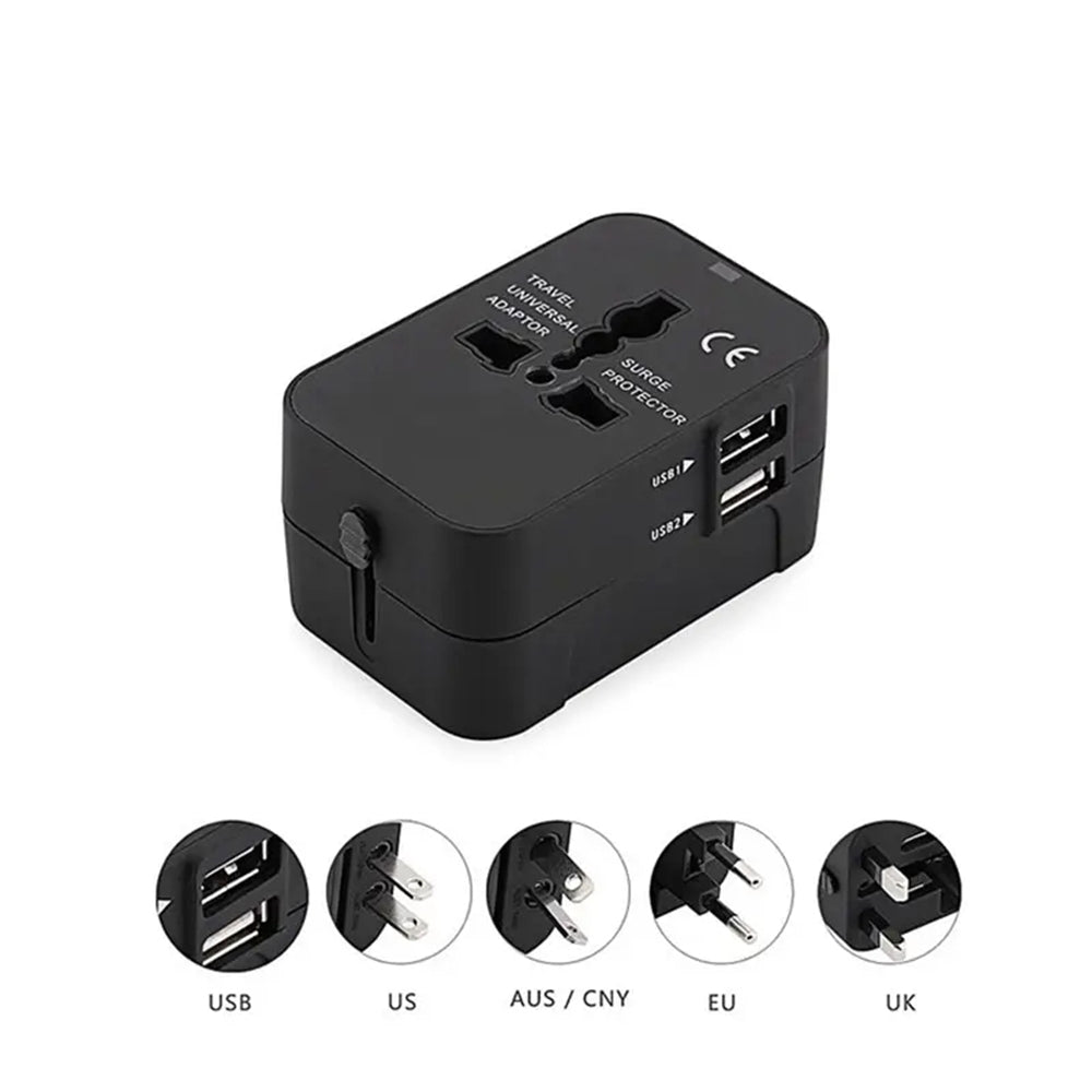 Techsuit HHT202 Travel Network Charger, 10W, 2A, 2 x USB-A, Black