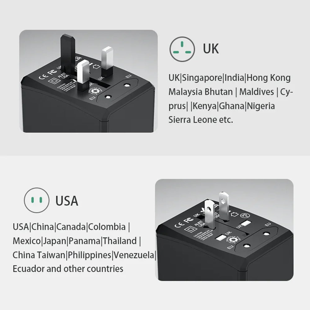 Techsuit HHT904-B3 Travel Network Charger, 30W, 3A, 3 x USB-A - 1 x USB-C, Black