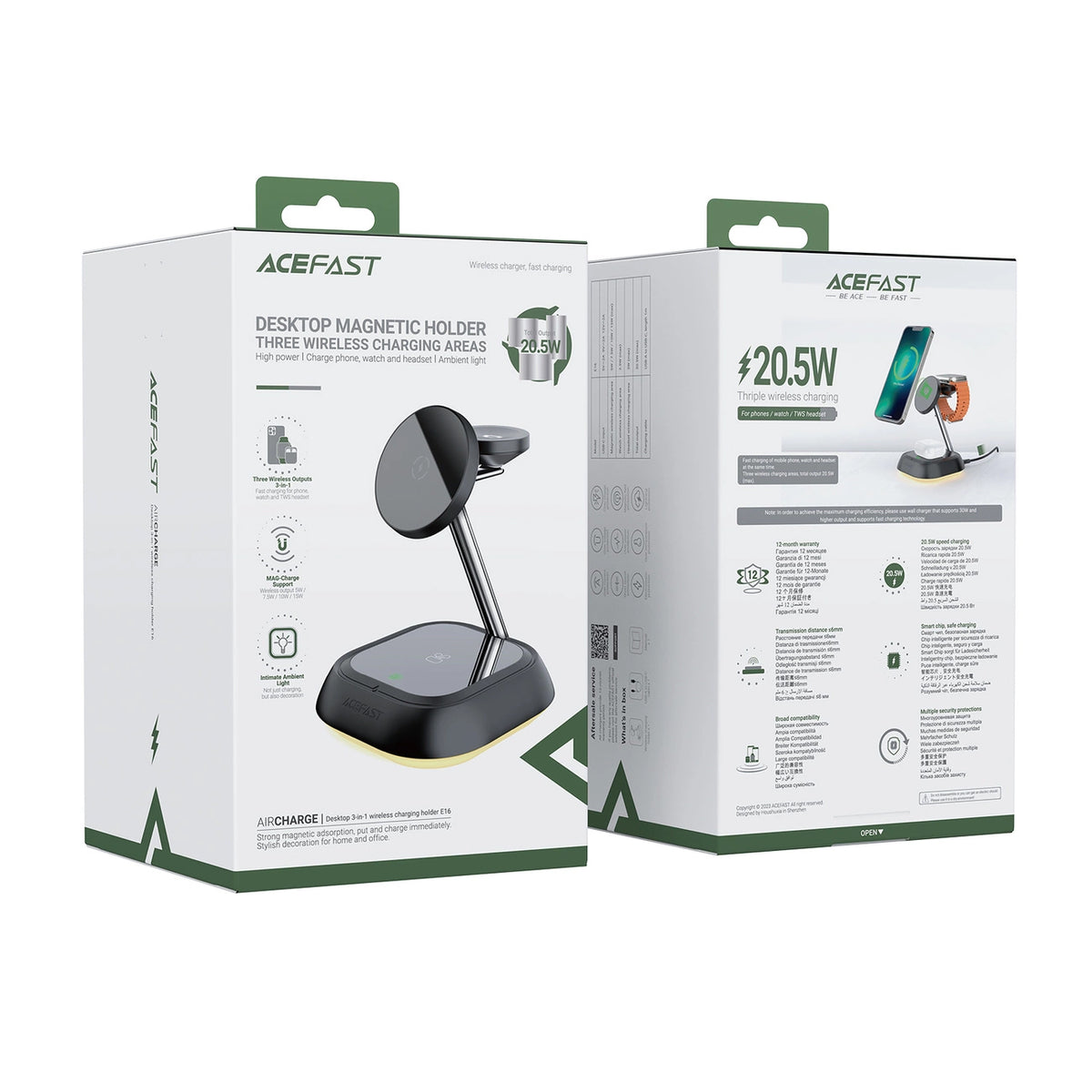 Acefast E16 3in1 Wireless Network Charger, 15W, 1.67A, Black