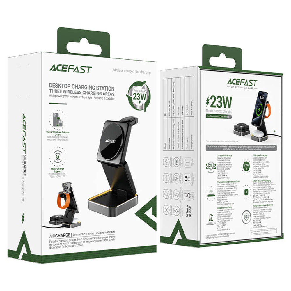 Acefast E21 3in1 Wireless Network Charger, 23W, 1.67A, Gray