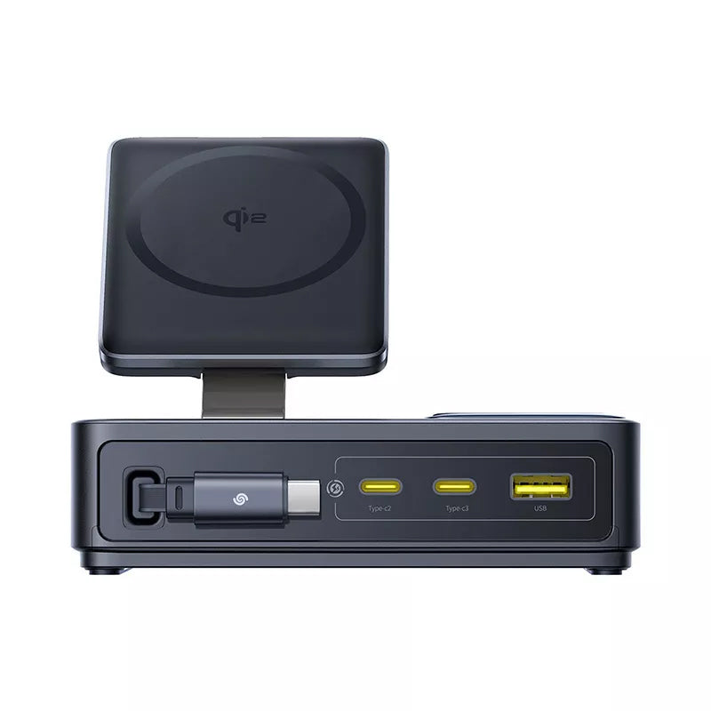 Baseus Nomos QI 5in1 Charging Station, 140W, 5A, 1 x USB-A - 2 x USB-C, Black P10170902123-00
