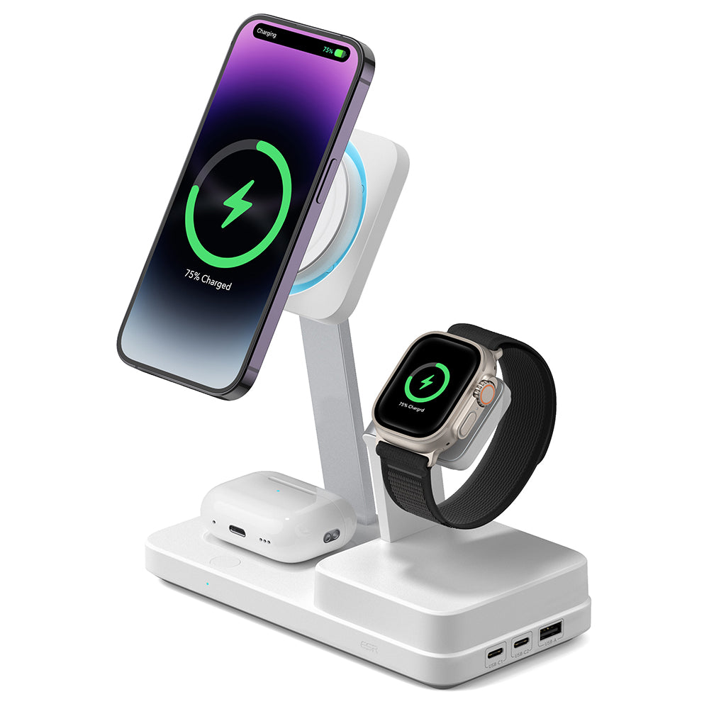 ESR CryoBoost QI 6in1 Charging Station, 100W, 2 x USB-A - 1 x USB-C, White
