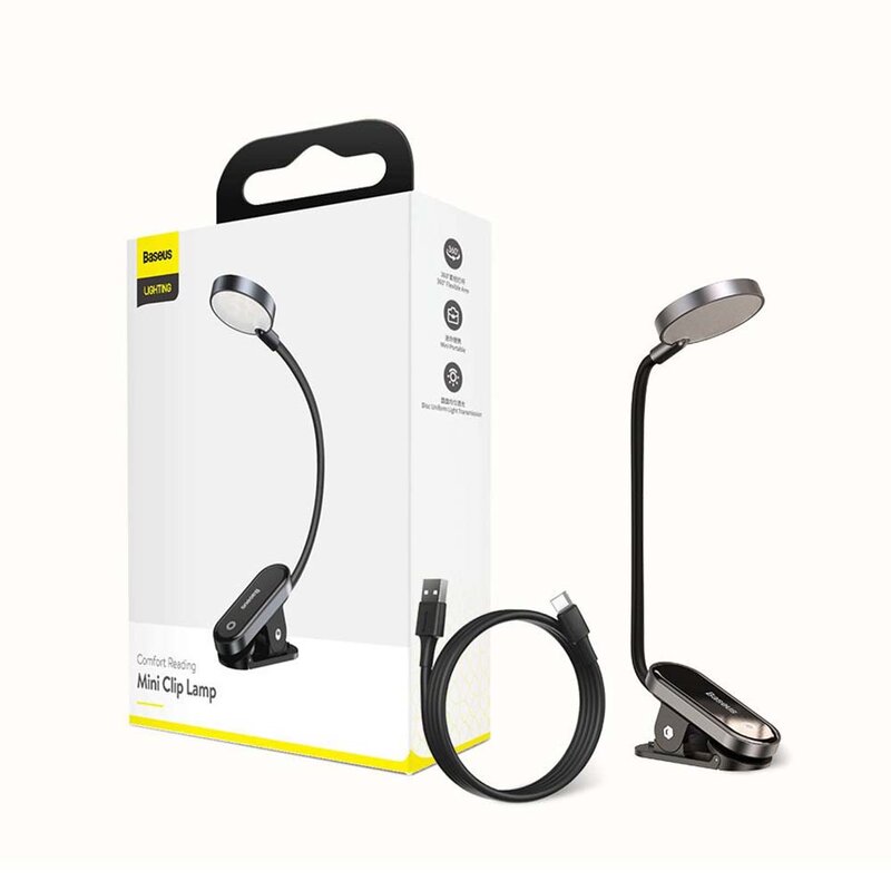 Baseus Comfort Reading Mini Clip Portable LED Lamp, Gray DGRAD-0G