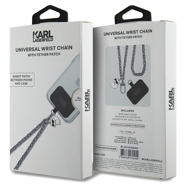 Karl Lagerfeld Choupette Phone Chain Keyring, Silver