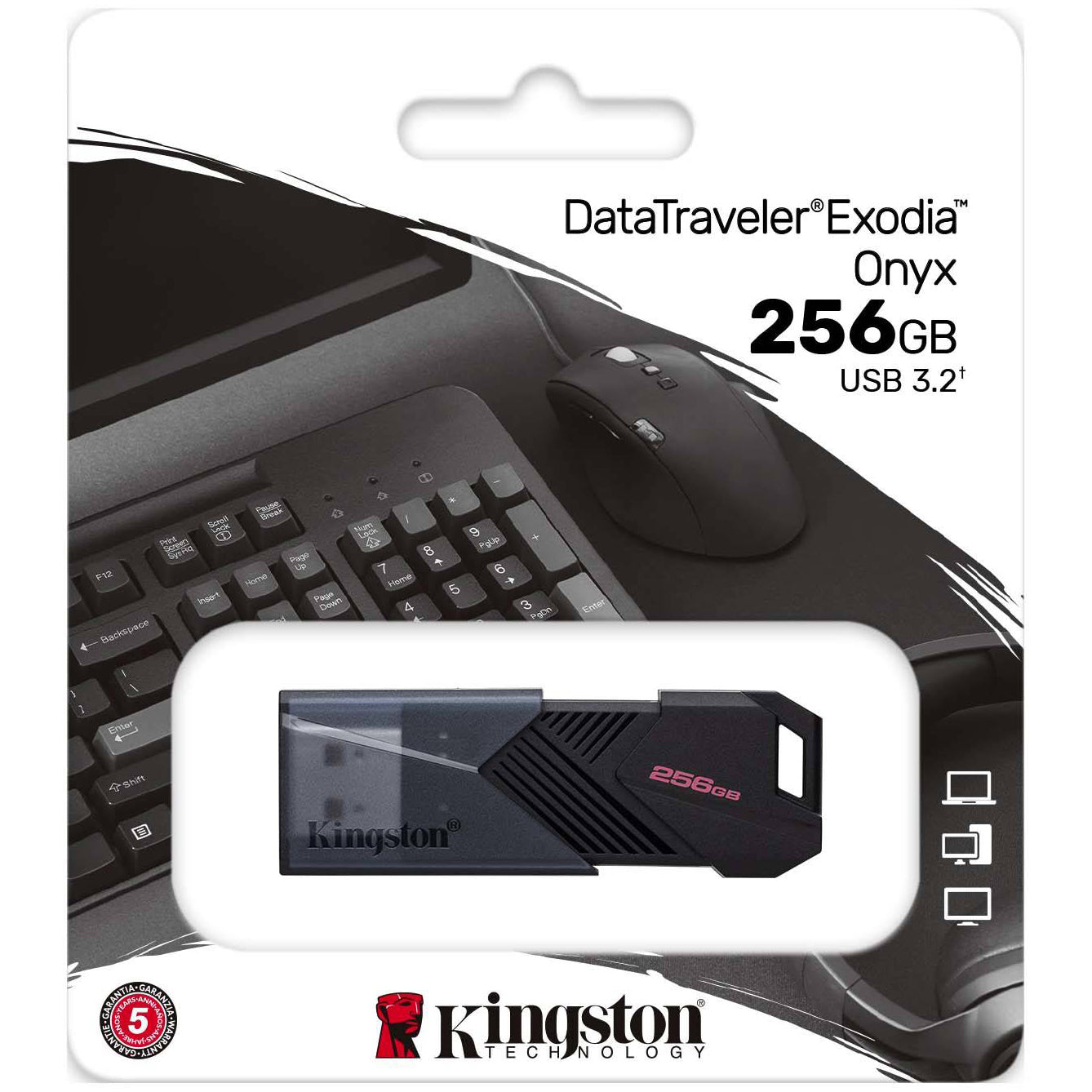 Kingston Exodia Onyx USB-A 3.0 External Memory USB-A 3.0, 256Gb DTXON/256GB