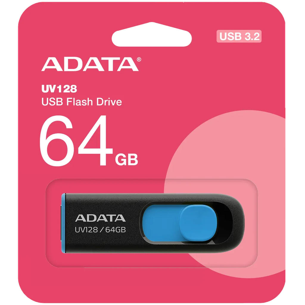 External USB-A 3.2 Memory Adata UV128, 64Gb AUV128-64G-RBE