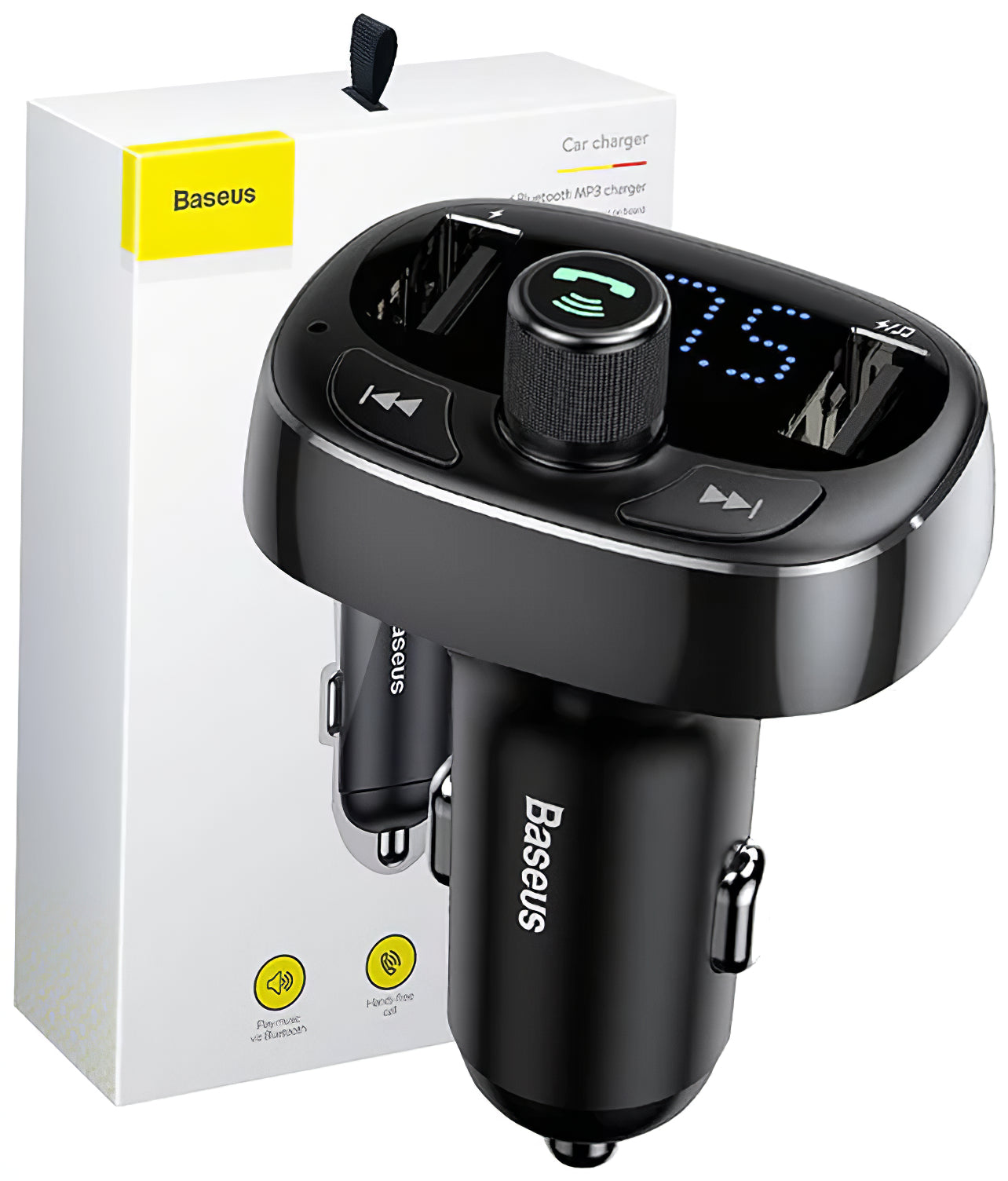 Baseus S-09 Bluetooth FM Modulator, 2 x USB-A - 1 x microSD CCMT000301