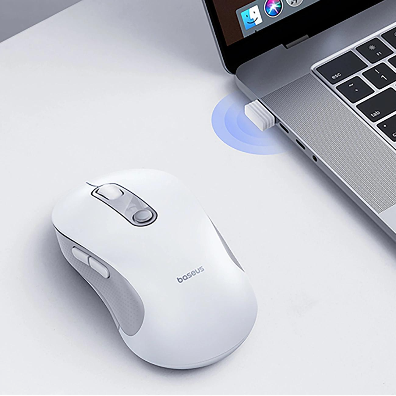Wireless Mouse Baseus F02, 1600DPI, Wi-Fi, White B0203302