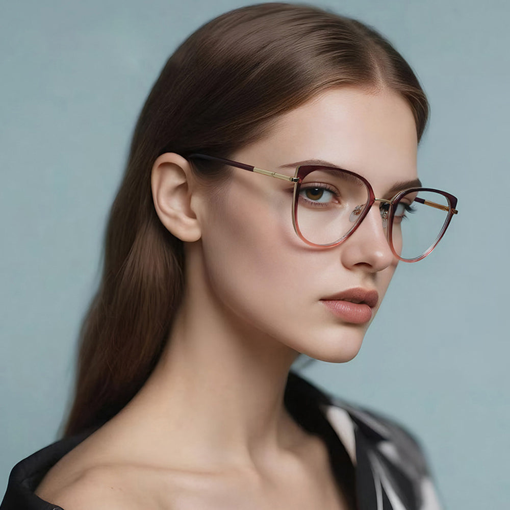 Techsuit 82290 Women's Computer Glasses, Anti-Blue Light, Black Gold