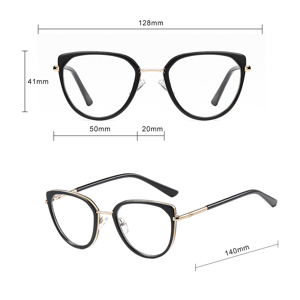 Techsuit 82290 Women's Computer Glasses, Anti-Blue Light, Black Gold