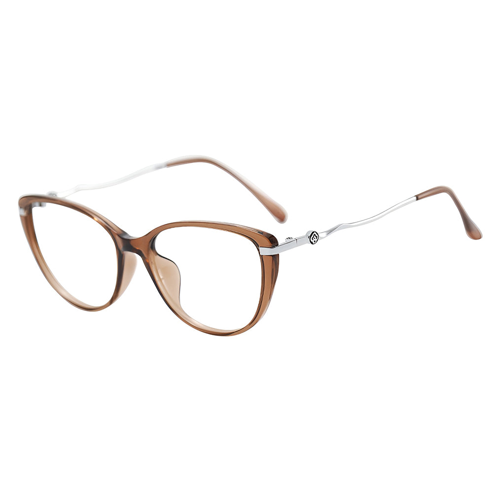 Techsuit 86162 Women's Computer Glasses, Anti-Blue Light, Silver Brown