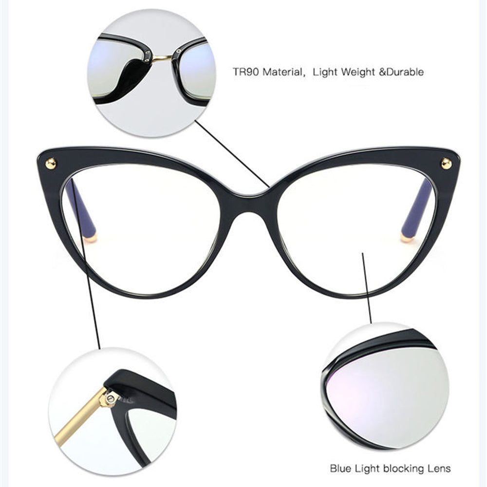 Techsuit Women's Computer Glasses F93308, Anti-Blue Light, Black