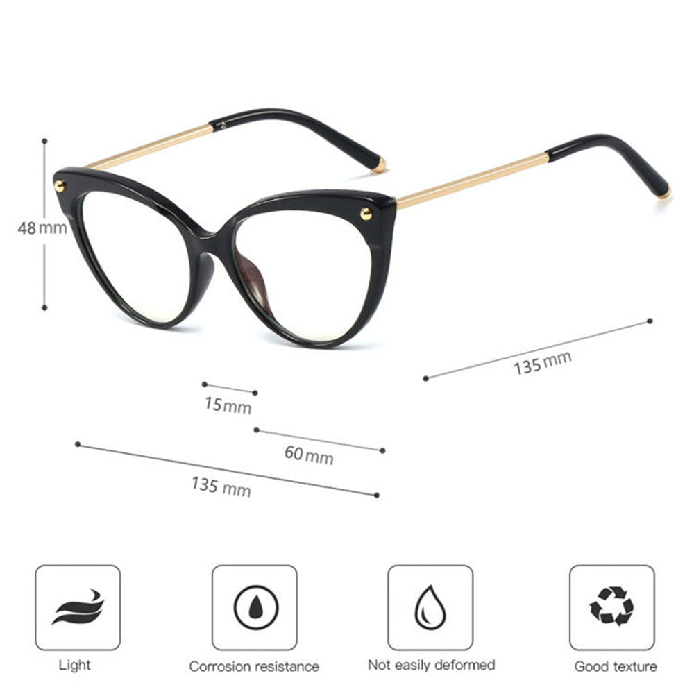 Techsuit Women's Computer Glasses F93308, Anti-Blue Light, Black