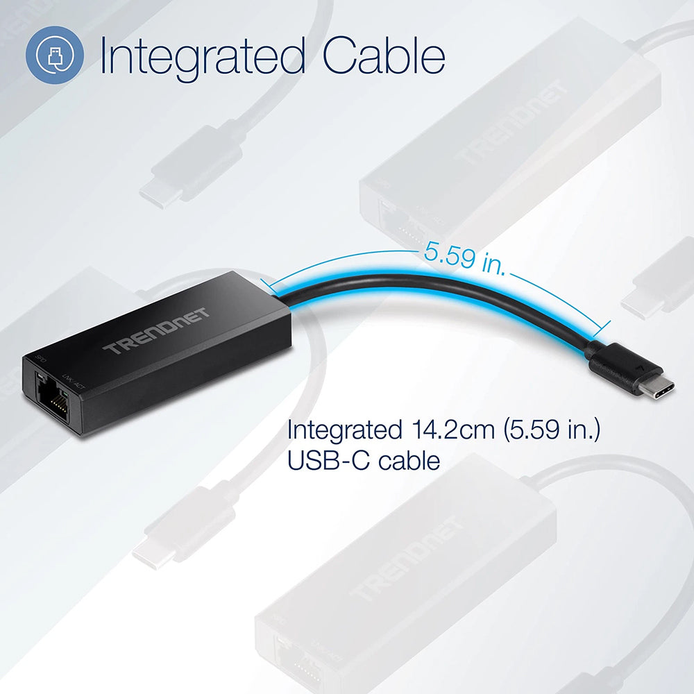 Techsuit AC20 Network Card, RJ45, USB-C, Black