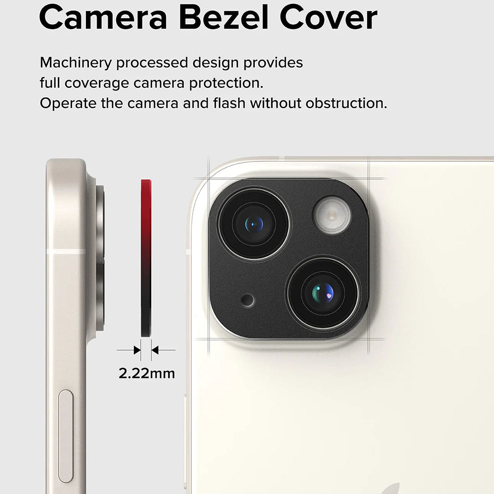 Ringke Styling Rear Camera Protection Frame for Apple iPhone 15 Plus / 15, Aluminum, Black