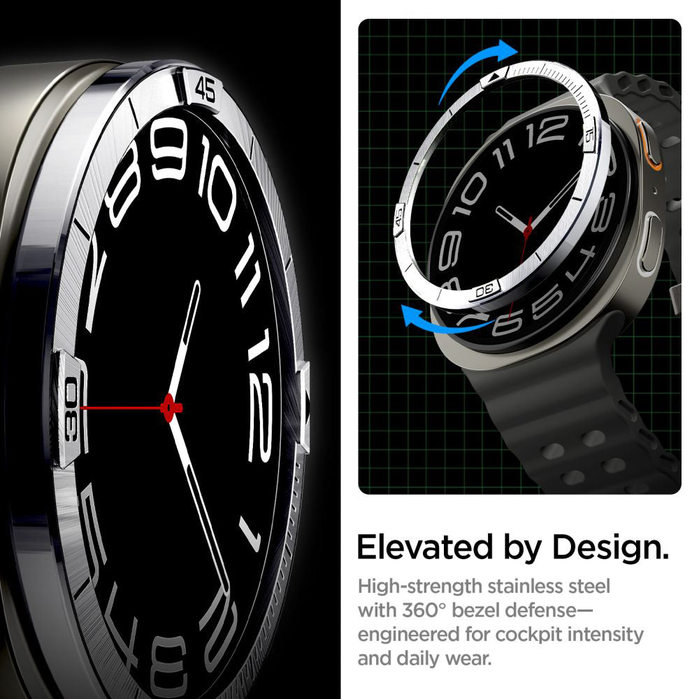 Spigen Tune Pilot Protection Frame for Samsung Galaxy Watch8 44mm, Silver ACS10009