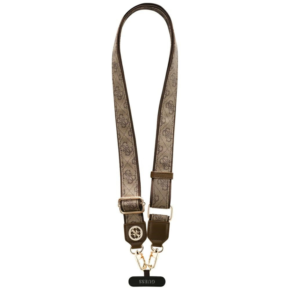 Guess 4G Strass Metal Logo Phone Lanyard, Brown