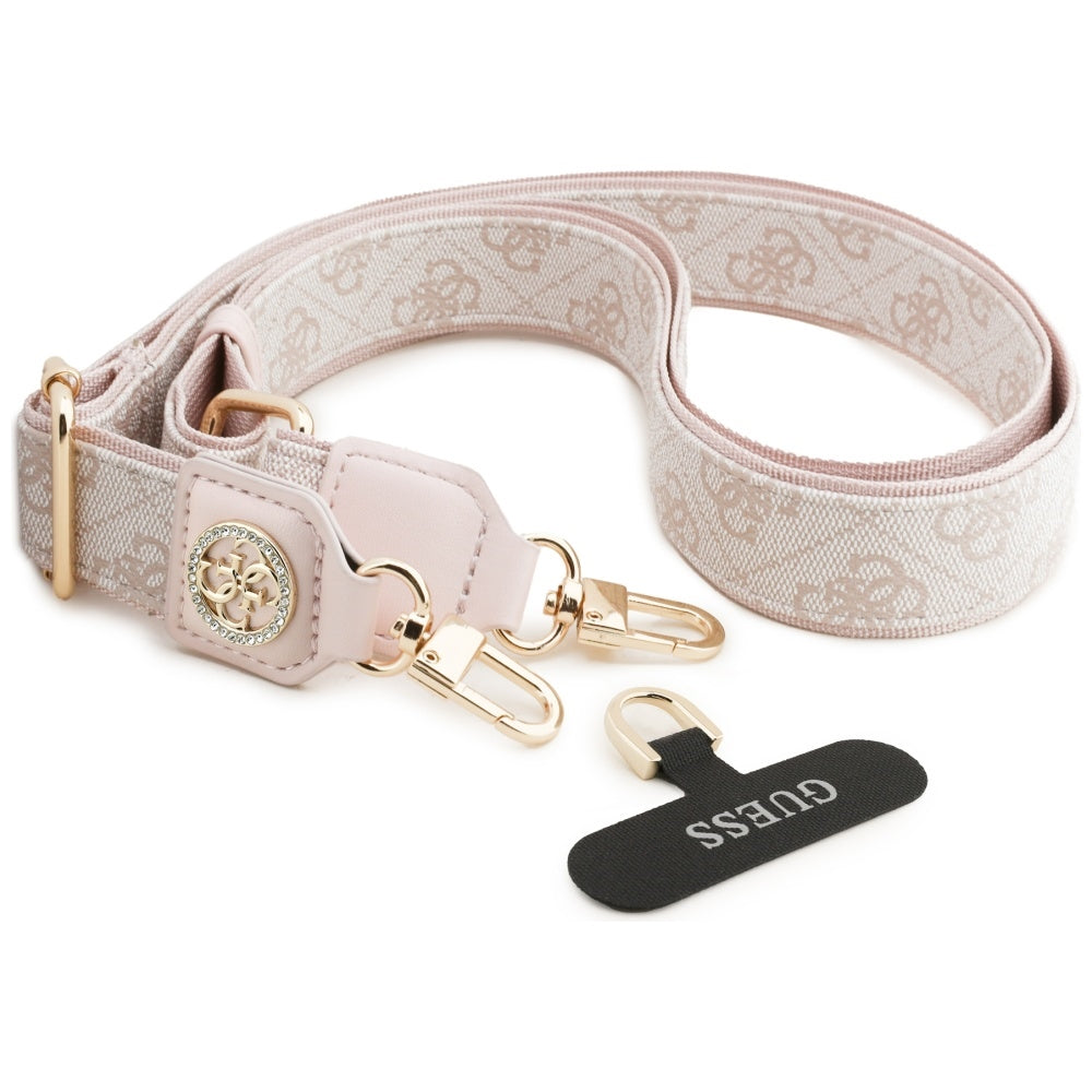 Guess 4G Strass Metal Logo Phone Lanyard, Pink