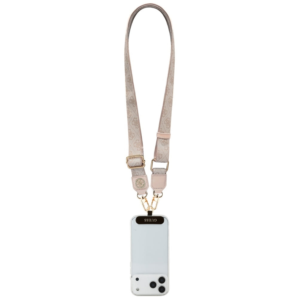 Guess 4G Strass Metal Logo Phone Lanyard, Pink